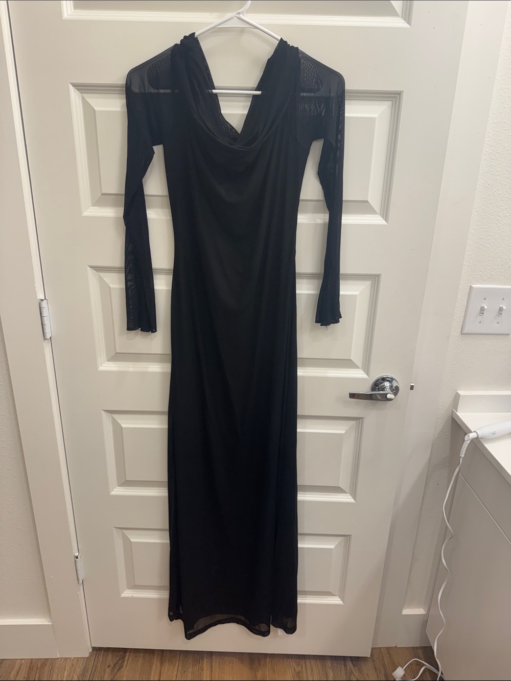 Black Long Sleeve Cowl Neck Maxi Dress